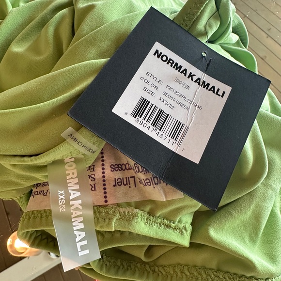 Norma Kamali Diana One Shoulder Ruched Gown Gemini Green XXS - Picture 12 of 12